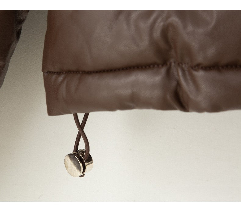 2025 New Autumn Winter Jackets Fashion Women Solid Long Sleeve Thick Pu Zipper Lapel Coats Casual Office Lady Korean Outerwear