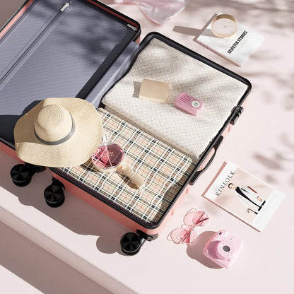 24 Inch Luggage, Hardside Suitcase with Spinner Wheels, TSA Approved Lock, Expandable Medium Suitcase for Travel & Business–Pink