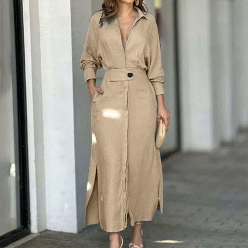 Fashion Spring Overalls Sundress Women 2025 Autumn Dress Casual Elegant longSleeve Baggy Work Vestidos Kaftan Maxi Long Dress