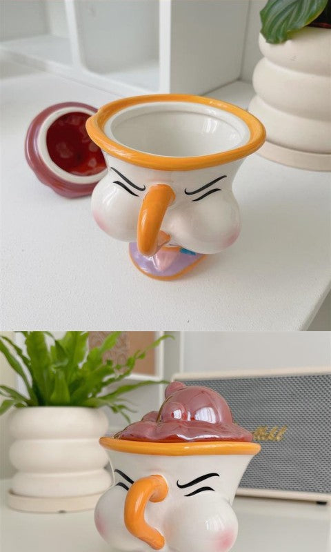 Disney Beauty and The Beast Ceramic Mug with Lid Cartoon Creative Coffee Cup for Milk Tea  Office Home Use Gift for Women Girls