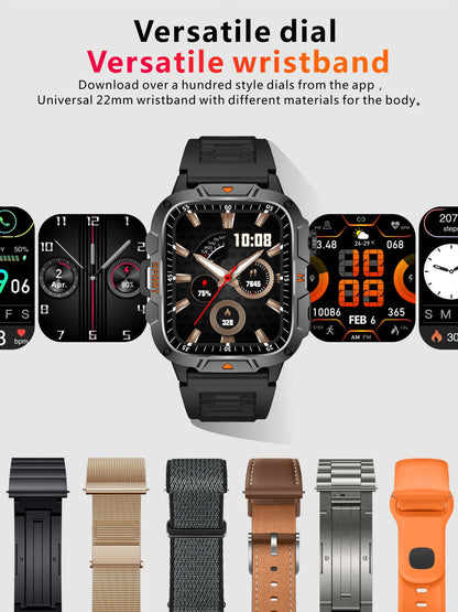 2025 Novo Para Xiaomi Militar Grau Smart Watch Masculino Tela AMOLED de 1.96" 5ATM À Prova D'Água Esportes Rastreador de Fitness Chamada BT Smartwatch