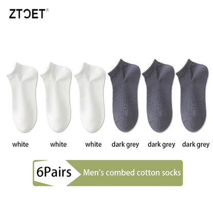 6Pairs High Quality Men Combed Cotton Socks Short Breathable Odor proof and antibacterial Business Spring Summer for Male sock