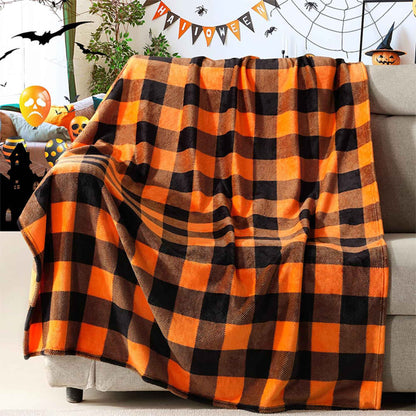 Halloween Plaid Blanket Suitable for Festivals Parties Daily Use All Seasons Soft and Warm