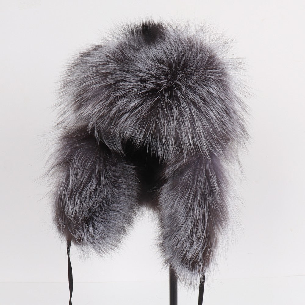 2025 Novo Chapéu Feminino Ushanka Russo de Pele de Raposa Natural Inverno Grosso Quente Orelhas Moda Chapéu Bomber Senhora Gorro Genuíno de Pele de Raposa Real