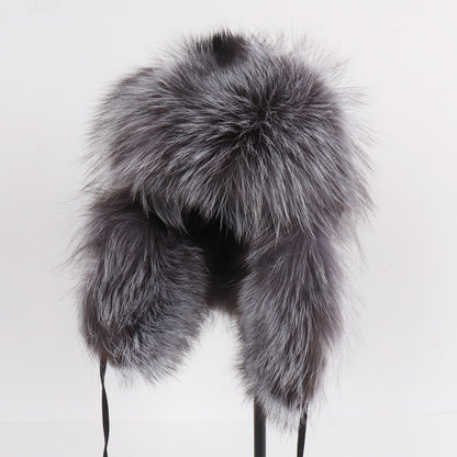 2025 Novo Chapéu Feminino Ushanka Russo de Pele de Raposa Natural Inverno Grosso Quente Orelhas Moda Chapéu Bomber Senhora Gorro Genuíno de Pele de Raposa Real