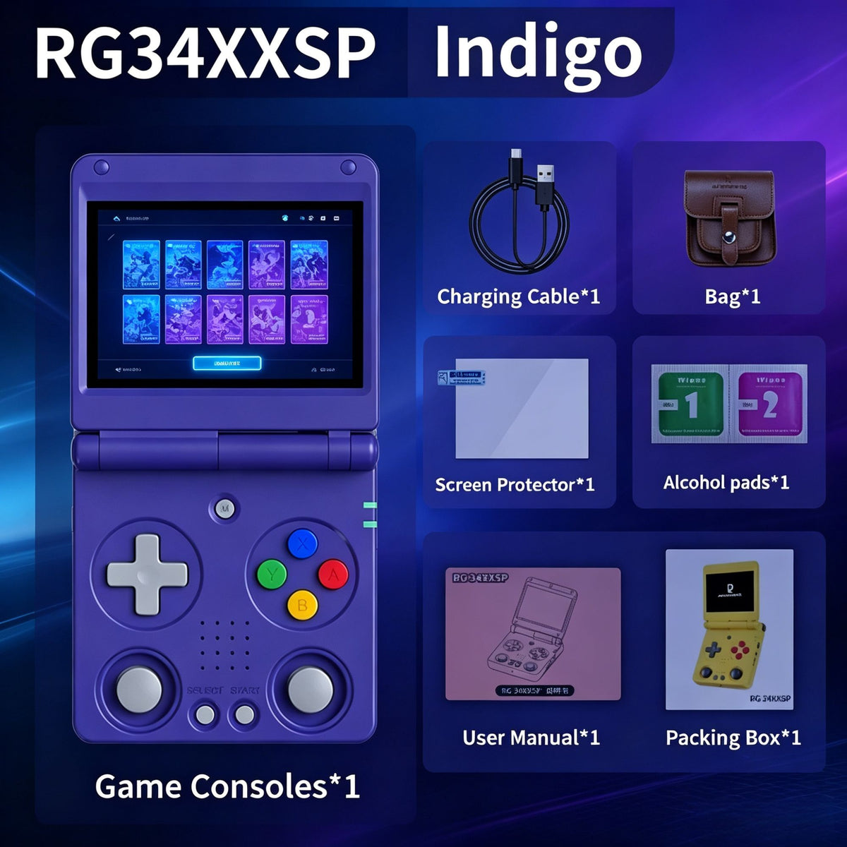 RG34XXSP ANBERNIC Flip Retro Handheld Game Console 3.4 Inch  Screen H700 Pocket Game Player Support PSP PS1 GBA NDS Arcade
