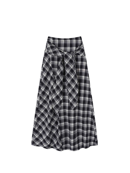 High Waist Plaid A-Line Skirt for plus Size Women Summer Slimming Flattering for Pear aped Body Meat Concealing Skirts