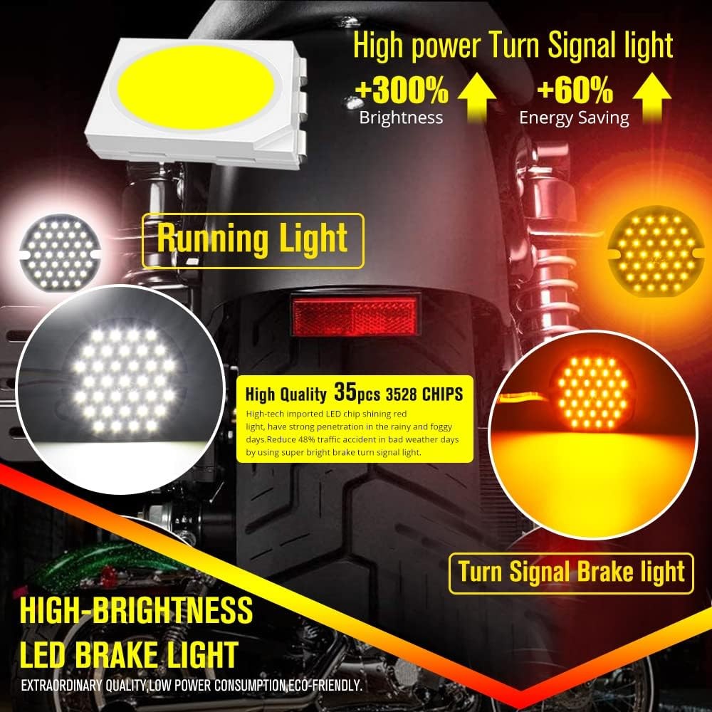 Nova Lâmpada LED de Seta Dianteira para Motocicleta 1157, 1156 Branco/Amarelo/Vermelho, Adequada para Harley Davidson 3 1/4 polegadas, 2 Peças DC12-24V