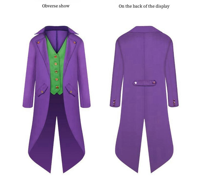 Steampunk Gothic Medieval Tailcoat Cosplay Costume, Tailcoat Jacket & Vest Suit for Adults and Kids, Halloween Role Play Outfit