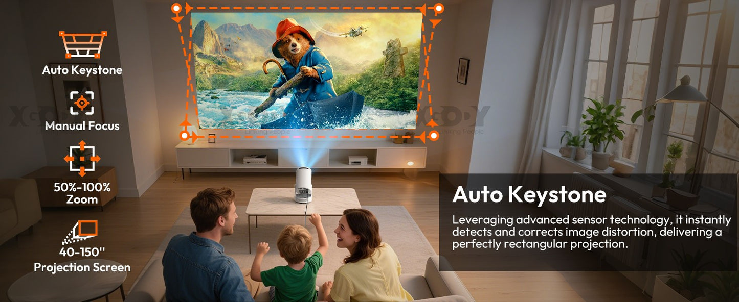 XGODY 4K 1080p LED Projector with 12000 Lumen Brightness, WiFi 6 Bluetooth 5.0 Portable Home Theater System for entertainment