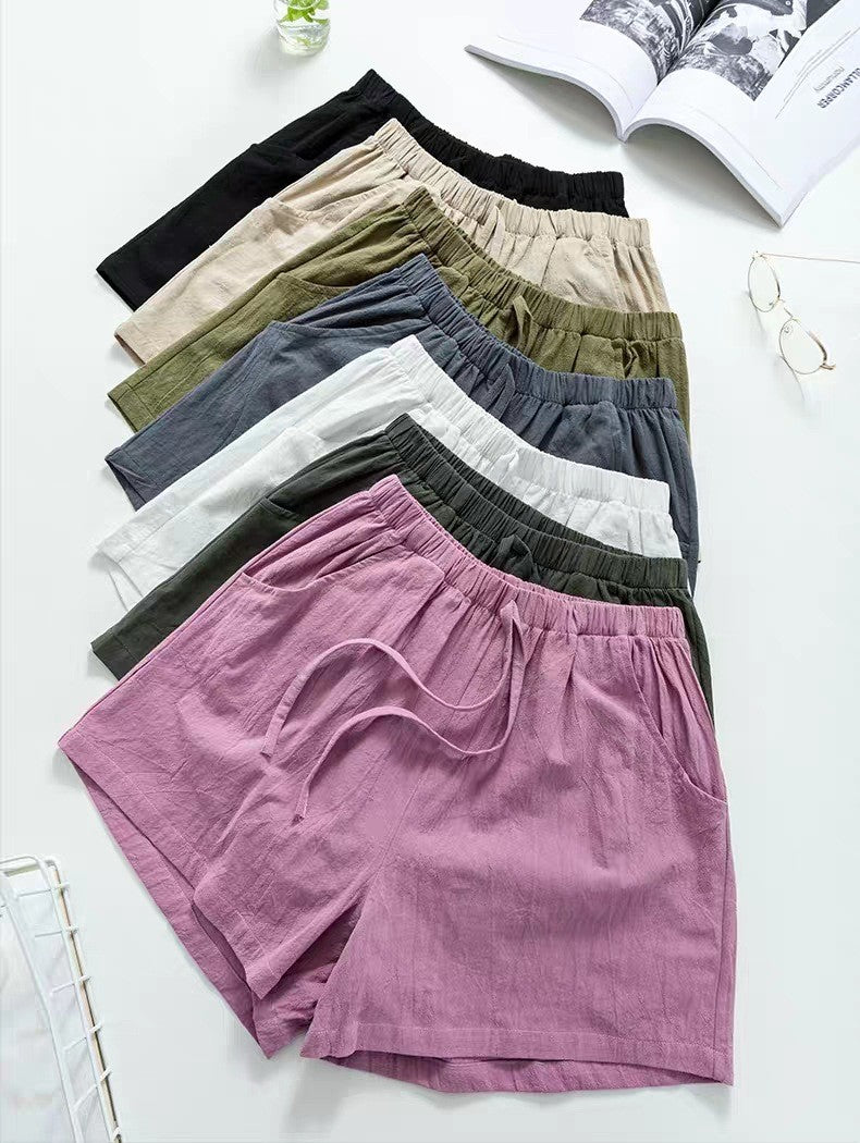 Summer Women Cotton Linen Shorts High Waist Shorts Short Pants Women Fashion Casual Sports Shorts Female S-3XL