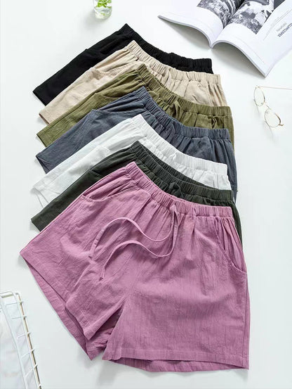 Summer Women Cotton Linen Shorts High Waist Shorts Short Pants Women Fashion Casual Sports Shorts Female S-3XL