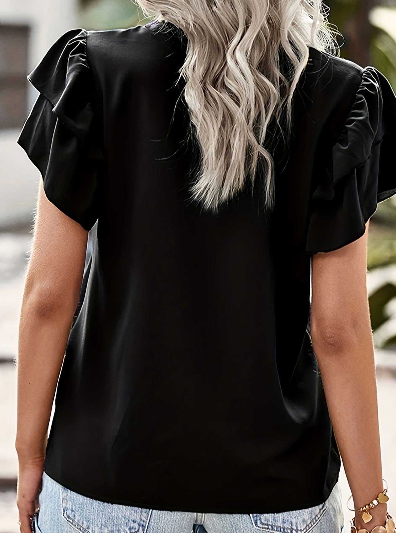 Black Women's plus size shirt summer chic elegant shirt casual women's fashionable shirt Black