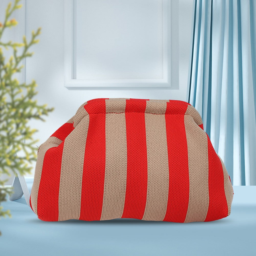 Summer Beach Clutch Bag Women Small Crochet Cloud Handbag Purses Knitting Dumpling Clutch Casual Colorblock Bag for Female