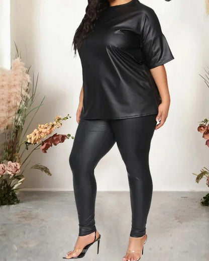 Spring Plus Size  Faux Leather Leggings Super Stretchy  Spandex Clothing PU Leather Pant Tummy Control