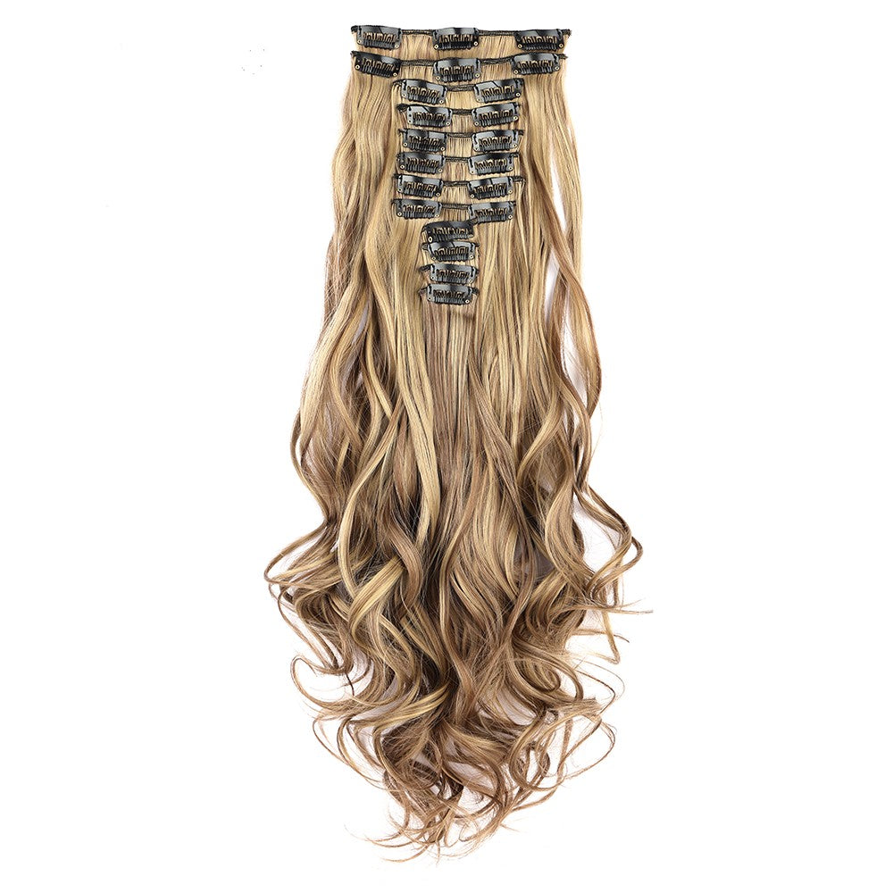 Apliques de Cabelo Rosa 12 Peças Apliques de Cabelo com Clipe de 55 cm de Comprimento Encaracolado Apliques de Cabelo Sintético Macio com Clipe