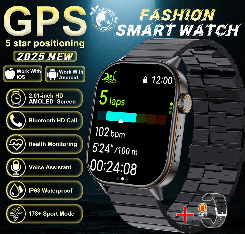 2025 Military GPS Smart Watch Men Flashlight Compass Waterproof Outdoor Sports Tracker Bluetooth Call Smartwatch For Android IOS