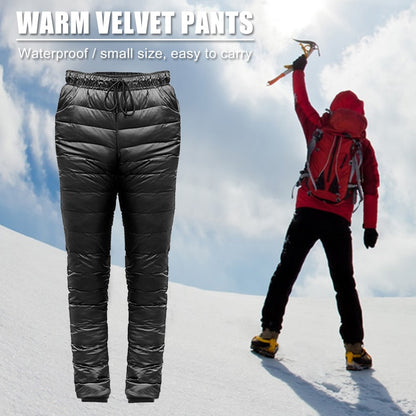 S-5XL Down Pants Ultralight Warm Winter Snow Pants with Pocket Windproof Waterproof Camping Home Mountain Skiing Unisex