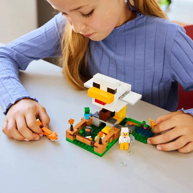Lego Minecraft Série 21585 Fazenda de Galinhas Quebra-Cabeça Infantil Montar Blocos de Construção Brinquedo de Presente