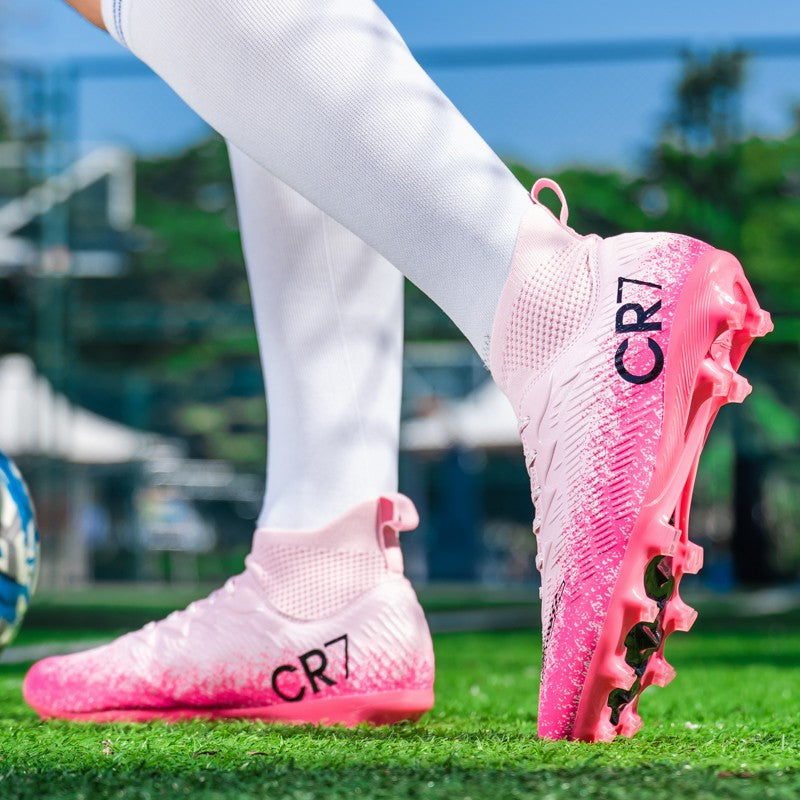 Men Soccer Shoes Football Boots Ultra-light Non-slip Long Spikes Outdoor Professional Cleats Grass Sports Shoes Match Sneakers