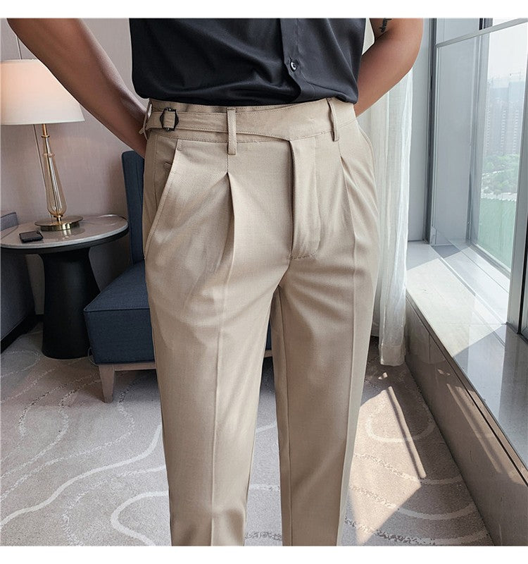 High Quality Elasticity Suit Pants Men Formal Business Office Social Dress Pants Slim Fit Casual Wedding Ankle Trousers Pantalon