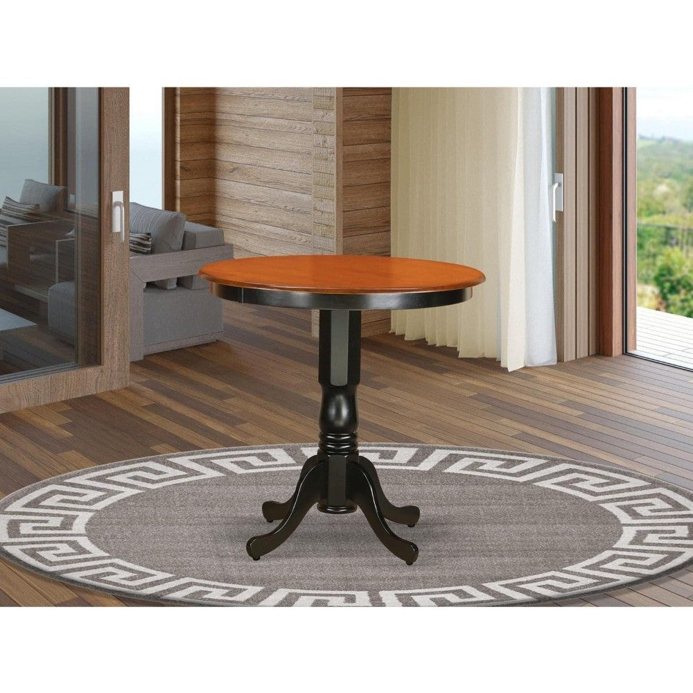 East West Furniture Jackson Round Counter Height Dining Table, 36 Inch Diameter, Black and Cherry Finish