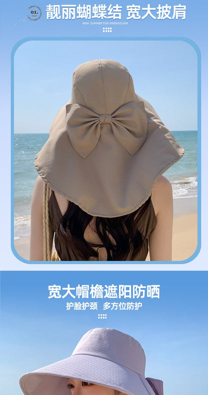 summer sun hat female sunscreen UV face protection neck protection outdoor cycling mountaineering beach large brim hat