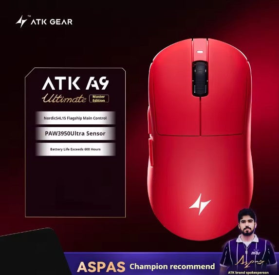 Mouse Gamer Sem Fio ATK Dragonfly A9 Ultra Paw3950 Modos Duplos Personalizado 8K Leve Acessórios Para PC Para Jogadores de FPS