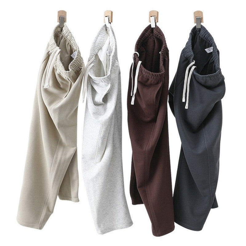 Calça de moletom reta 340G de terry, confortável, versátil, macia e suave para a pele, resistente a rugas e durável