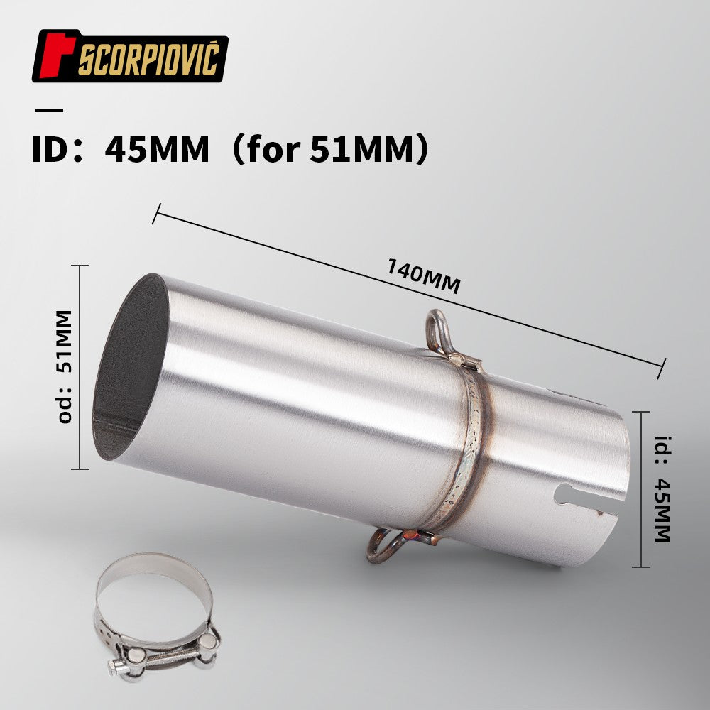 Motorcycle Universal Exhaust Mid Pipe OD 51mm ID 28-45mm Slip On Adapter Pipe Fit Most Motorbike Exhaust Mod