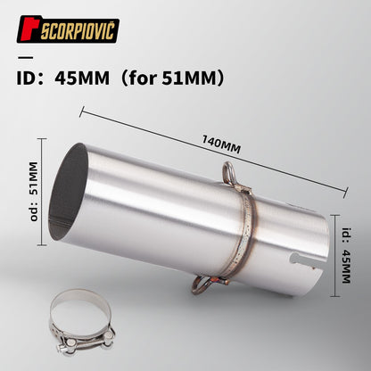 Motorcycle Universal Exhaust Mid Pipe OD 51mm ID 28-45mm Slip On Adapter Pipe Fit Most Motorbike Exhaust Mod