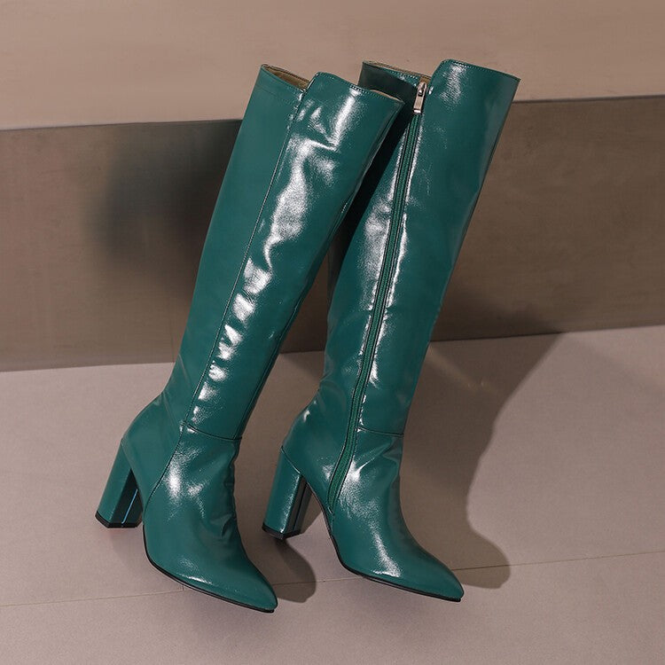 Fashion Women's Knee-High Boots 2024 Winter Warm Shoes Female Pointy Party Office High Heels Outdoors Long Boots Size 44 45 46