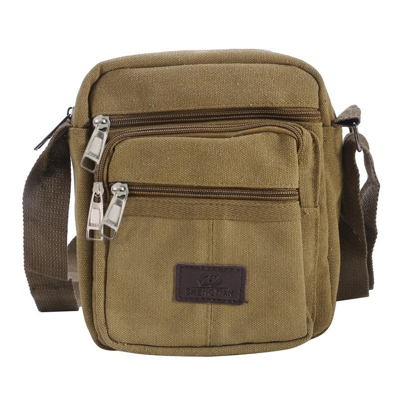 Multifunctional Men's Shoulder Bag Flap Solid Color Casual Messenger Canvas Travel Male Crossbody Bags
