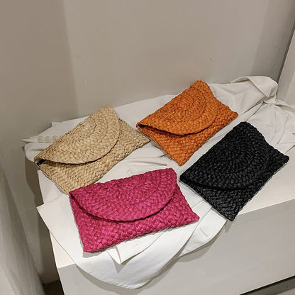 Yogodlns Corn Husk Weave Dinner Clutch Bag Women's Fashion Simple Straw Large Purse Woman Summer Casual Vacation Ladies Wallet