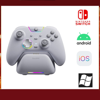 EasySMX White Black Gamepad X05 Pro Wireless PC Gaming Controller for PC Windows iOS Switch Android with Charging Dock