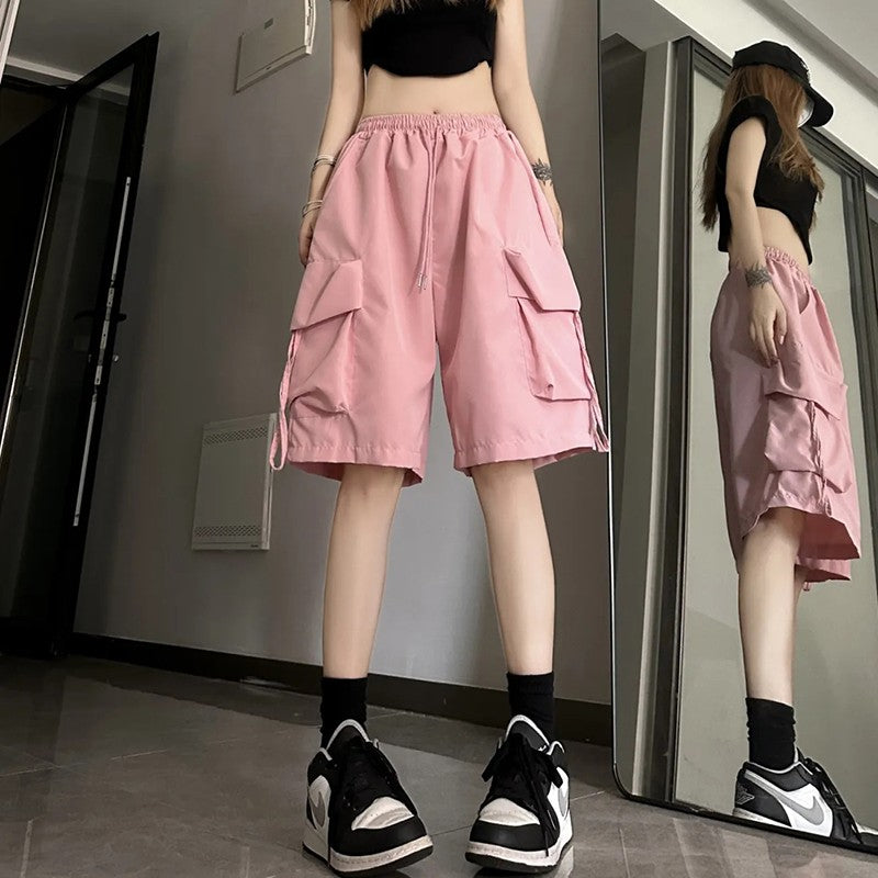 S-3Xl Y2K Cargo Shorts Women Harajuku Black Oversized Wide Leg Shorts Summer Streetwear Fashion High Waist Baggy Short Pants New