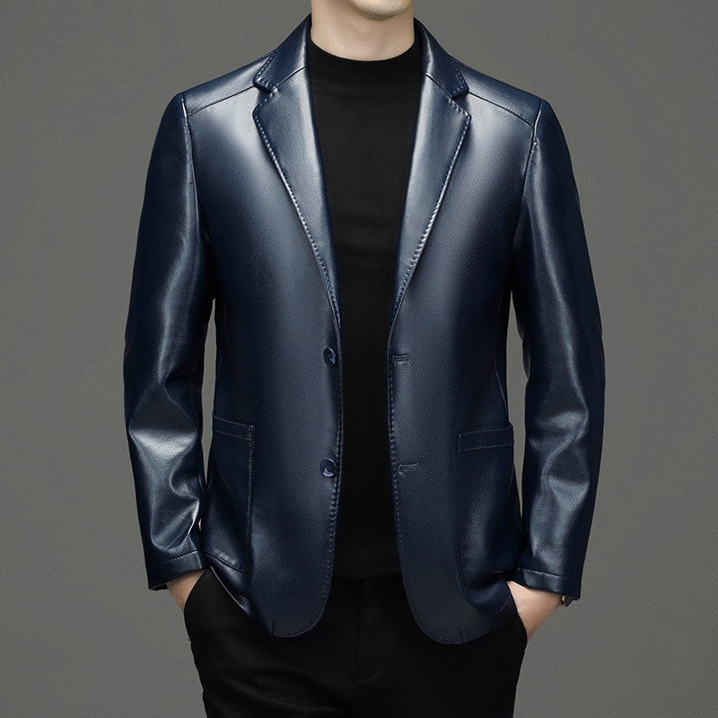 2025 Autumn Winter Men's Genuine Leather Blazers Jackets Slim Fit Suits Coats Business Casual Genuine Leather Suits Jackets Male