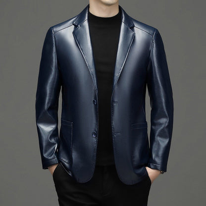 2025 Autumn Winter Men's Genuine Leather Blazers Jackets Slim Fit Suits Coats Business Casual Genuine Leather Suits Jackets Male