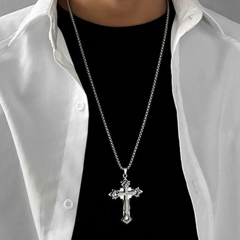 Colar de Aço Titânio Cruz de Alta Qualidade Que Não Desbota, Pingente Hip Hop Masculino Dominador e Moderno, Corrente Nova para Homens e Mulheres Bonitos