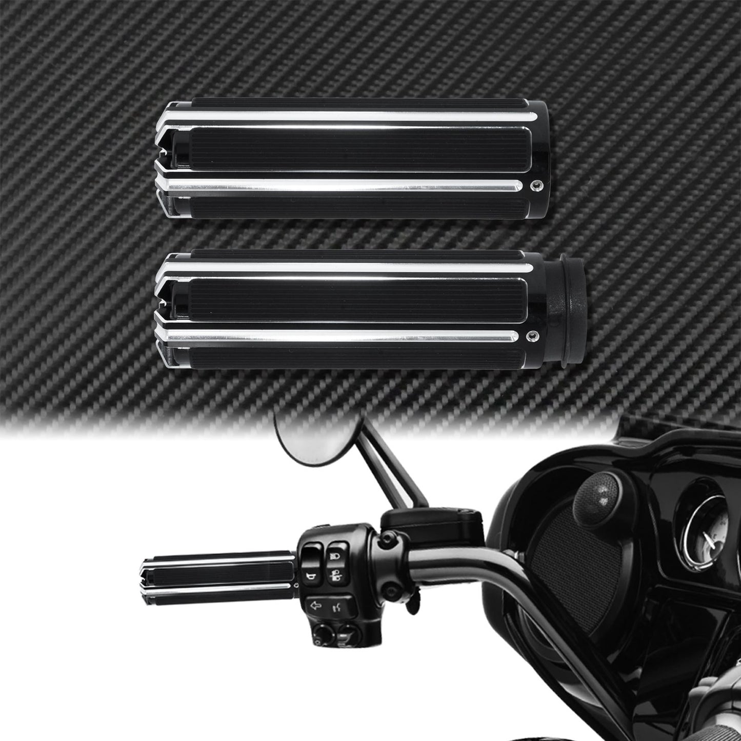 1'' Electronic Hand Grips Motorcycle 25mm Throttle Handle Bar Black/Chrome For Harley Softail FXDLS Breakout Touring FLHR Trike
