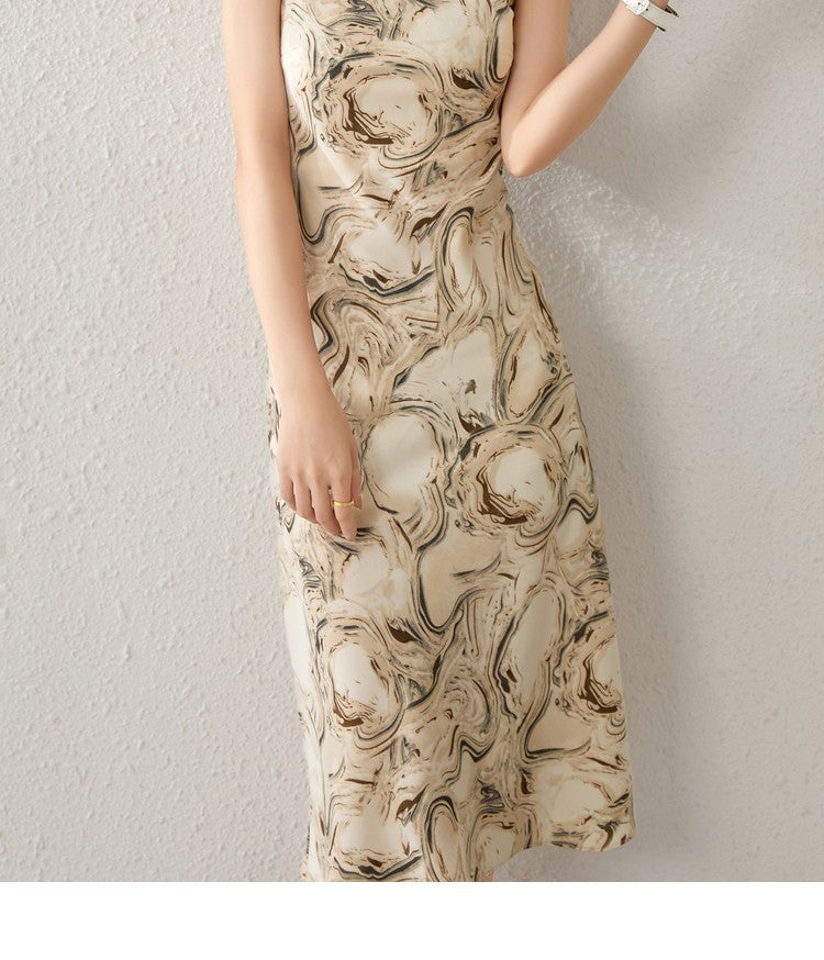 SENTUBILA Midi Print Slip Dresses Women 2025 Spring Summer Korean Fashion Sundre