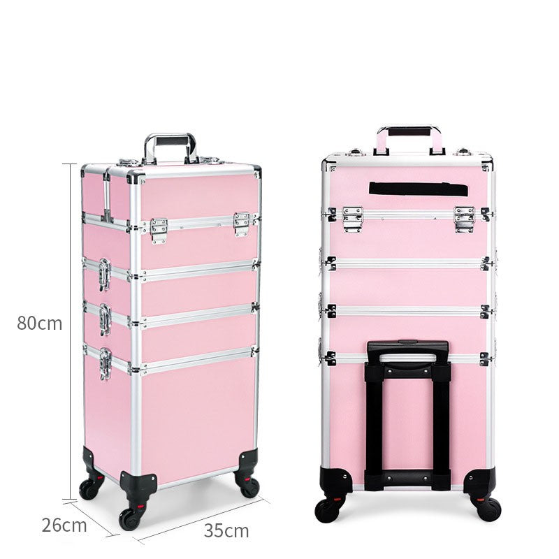 Cosmetic Case Rolling Luggage Makeup Train Trolley Large Capacity Suitcase with Lock Swivel Wheels For Salon Barber Manicurist