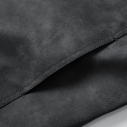 Leather Jacket Men Suede Coats Black Pockets Oversized 6XL 7XL 8XL Plus Size Street Motorcycle Button Autumn Brand Waterproof