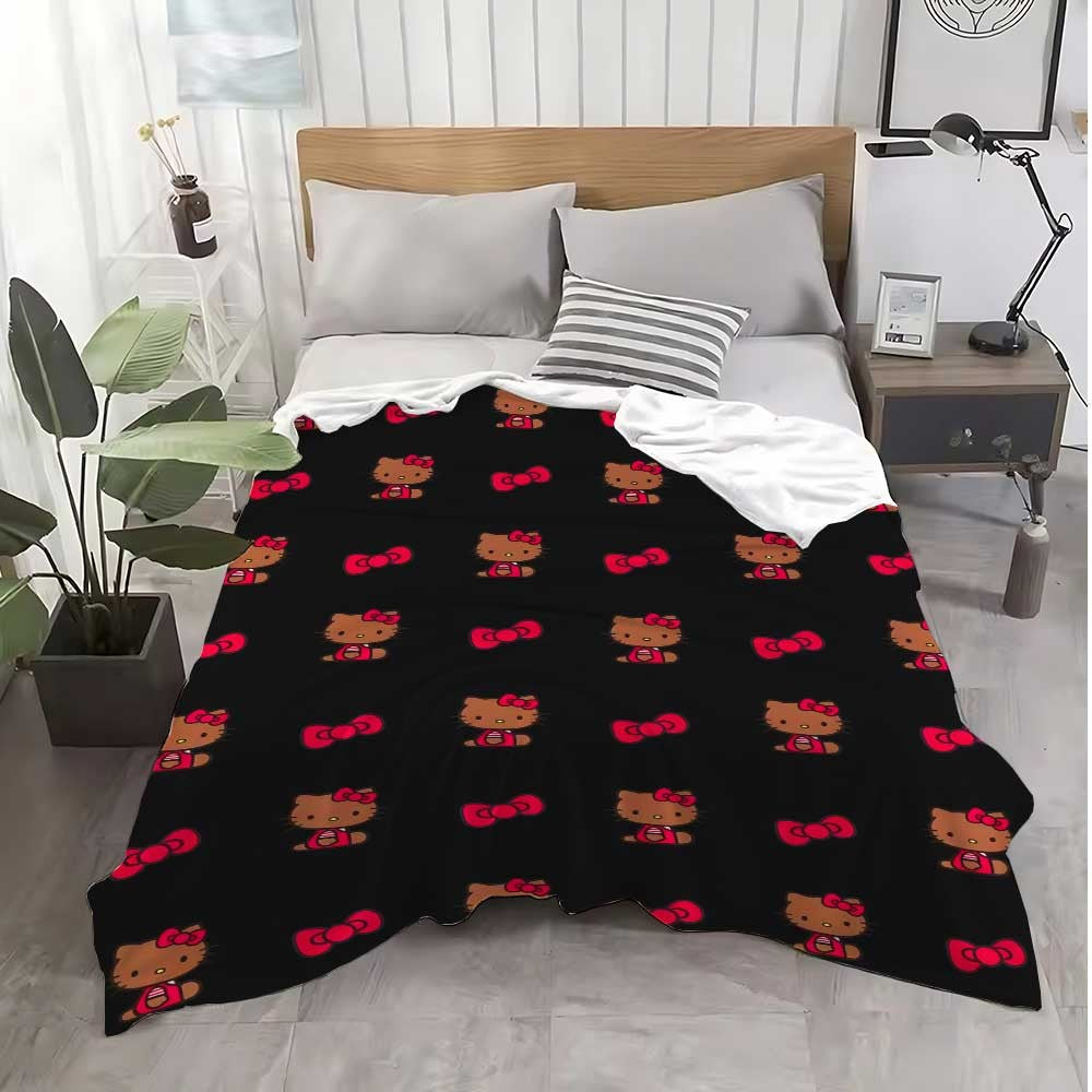 Manta Kawaii Hellos Cat para Joelhos, para Sala de Estar, Decorativa para Cama, Decoração de Quarto, Colcha para Casa, Manta para Sofá, Inverno