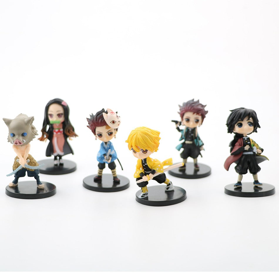 6 unidades/12 unidades/conjuntos Q Posket Atacado de Miniaturas Demon Slayer Kimetsu No Yaiba Pequenas Bonecas de PVC Decoração de Mesa