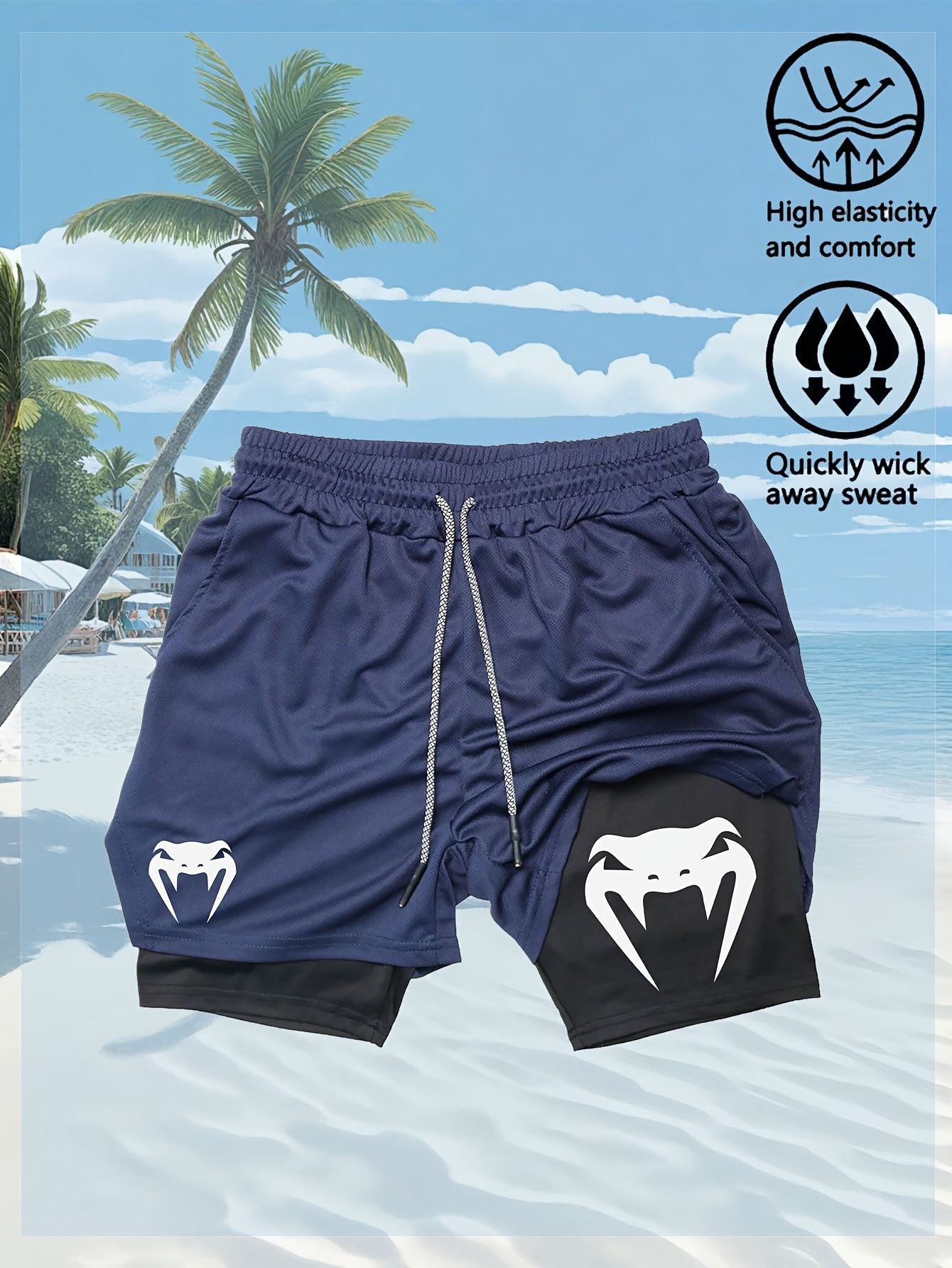 Men's Quick-Dry Training Shorts with Elastic Waistband and Drawstring Breathable Moisture-Wicking Athletic Shorts