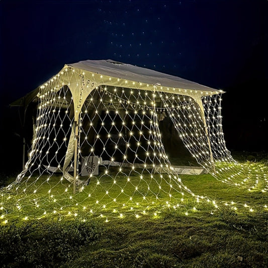 LED Mesh String Lights, 3mX2m String Lights with 8 Modes, European Plug Christmas Outdoor Lights Mesh Fairy Light Garland