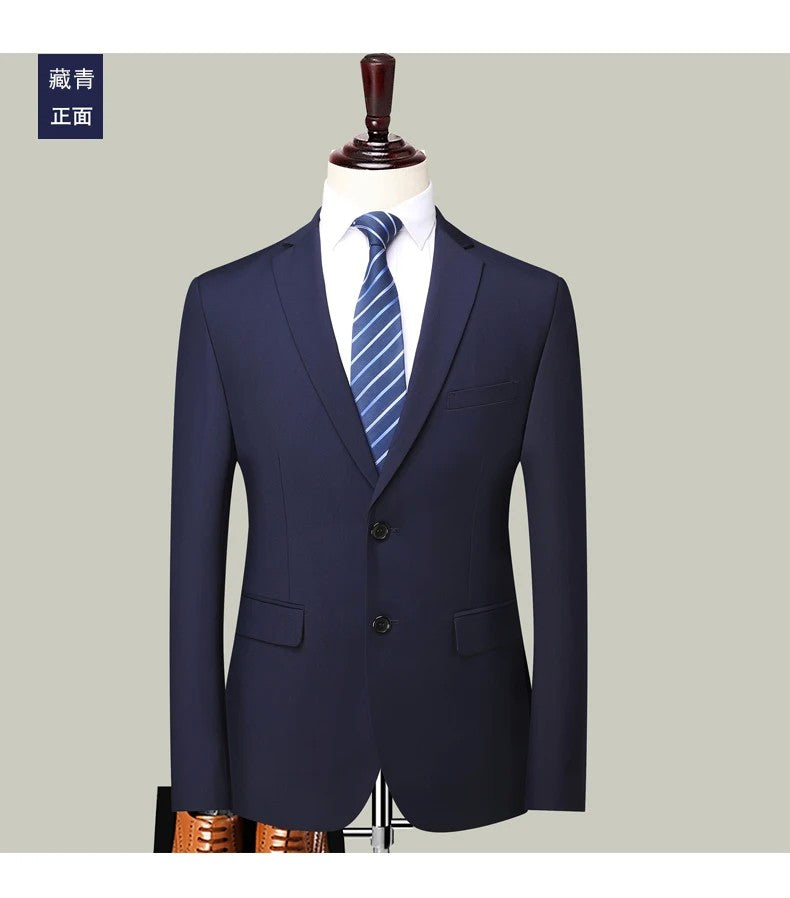 Blazer New Men's Fashion Business Solid Color British Style Professional Work Groom Wedding Dress Best Man Blazer Jacket