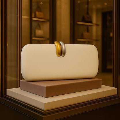 Long Rigid Clutch Retro Metal Luxury Shoulder Bag Fashion Removable Metal Chain Handle Crossbody Bag Clip Closure Banquet Bag