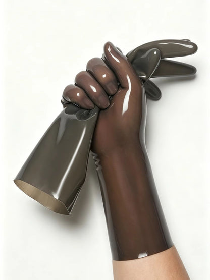 Smoky black Rubber Short Gloves Elastic Latex Gloves for Fashion Cosplay